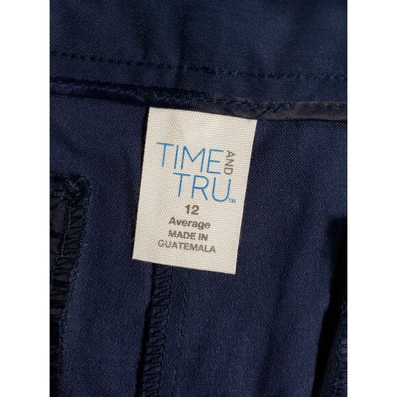 Time and Tru Dress Pants Size 12 Womens Blue Stretch Hook & Eye Straight NWT - Picture 3 of 13